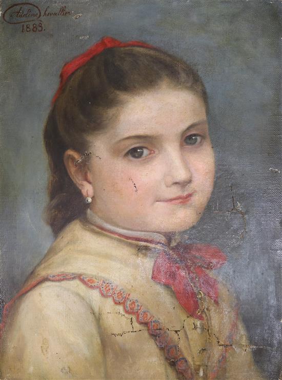 Adeline Chevallier (19th C.) Portrait of a young lady 33 x 24cm., unframed